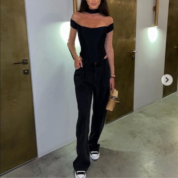 MUGLER Black Illusion Stretch Bodysuit 40 - Picture 1 of 15